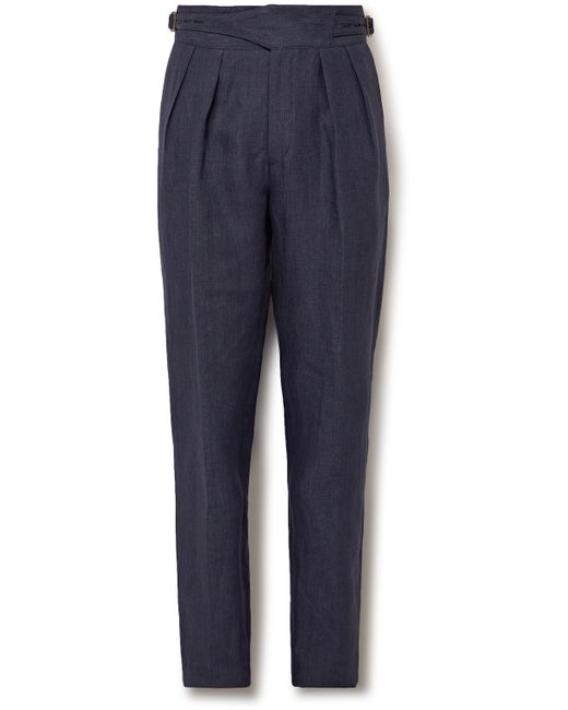 Rubinacci Manny Tapered Pleated Linen Trousers