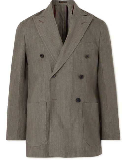 Rubinacci Double-Breasted Linen Suit Jacket