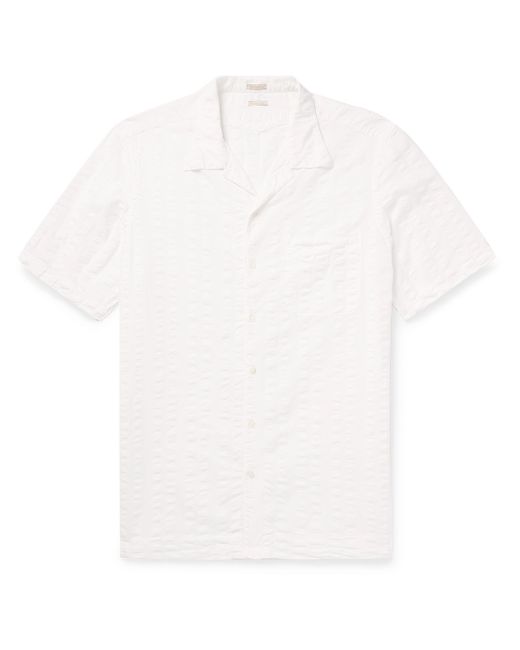 Massimo Alba Venice Convertible-Collar Striped Cotton-Blend Seersucker Shirt