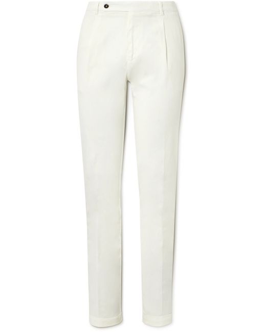 Thom Sweeney Straight-Leg Pleated Lyocell and Cotton-Blend Twill Trousers
