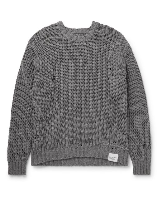 Neighborhood Savage Logo-Appliquéd Distressed Cotton-Blend Sweater