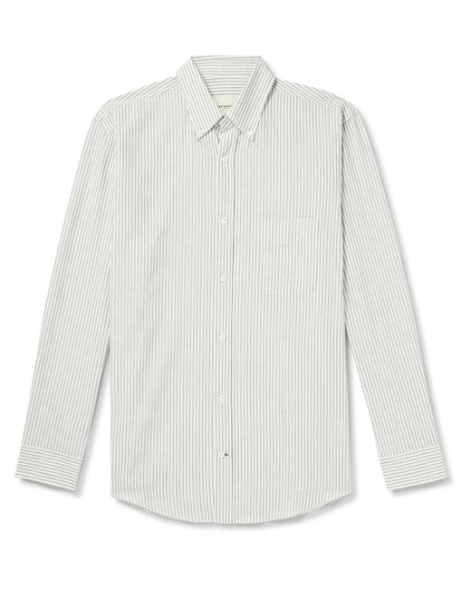 Purdey Button-Down Collar Striped Cotton and Linen-Blend Shirt UK/US 15