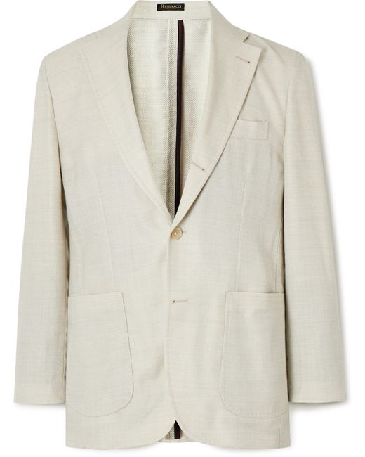 Rubinacci Herringbone Wool Silk and Linen-Blend Suit Jacket
