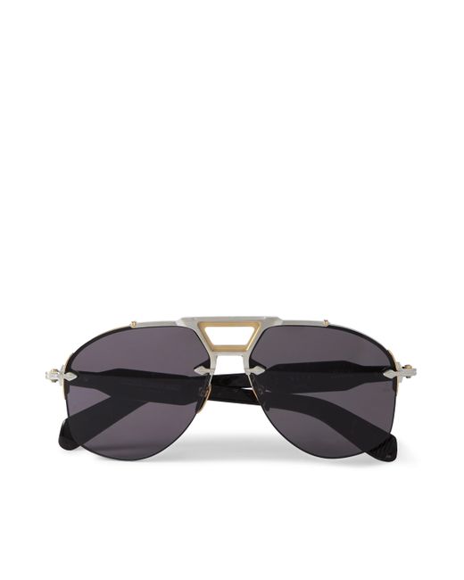 Jacques Marie Mage Alta Aviator-Style Silver Gold-Tone and Acetate Sunglasses