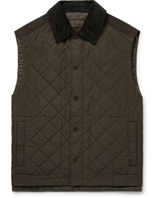Purdey Cotton Corduroy-Trimmed Padded Quilted Shell Gilet