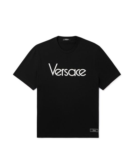 Versace Logo-Embroidered Appliquéd Cotton-Jersey T-Shirt
