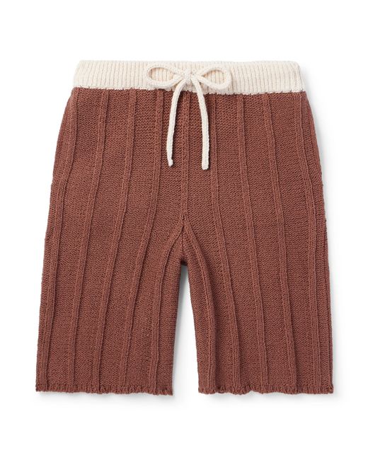 The Elder Statesman Beach Guy Straight-Leg Ribbed Cotton Drawstring Shorts