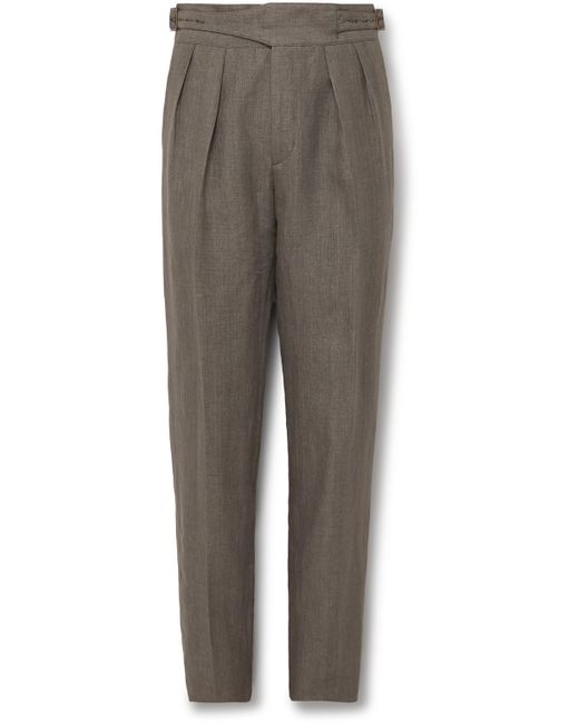 Rubinacci Manny Tapered Pleated Linen Trousers