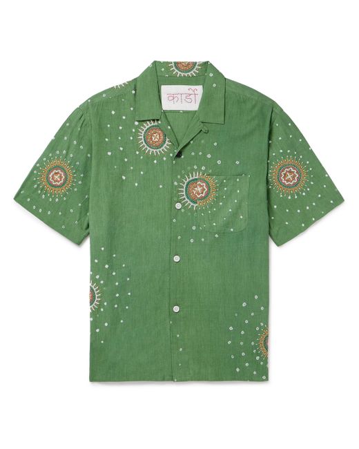Kardo Convertible-Collar Embroidered Cotton Shirt