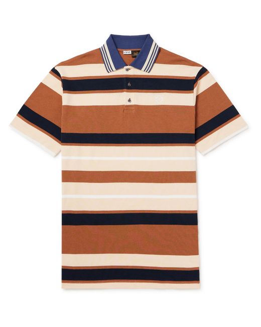 Loewe Paulas Ibiza Striped Cotton and Linen-Blend Piqué Polo Shirt