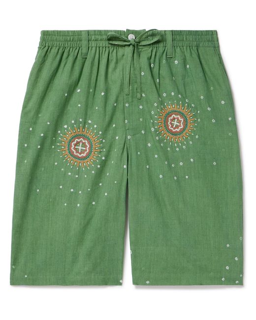 Kardo Straight-Leg Embroidered Cotton Drawstring Shorts