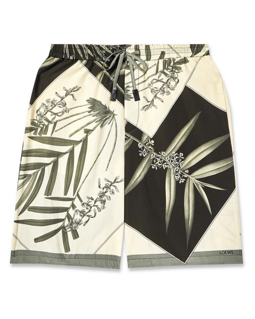 Loewe Paulas Ibiza Straight-Leg Printed Cotton and Silk-Blend Drawstring Shorts