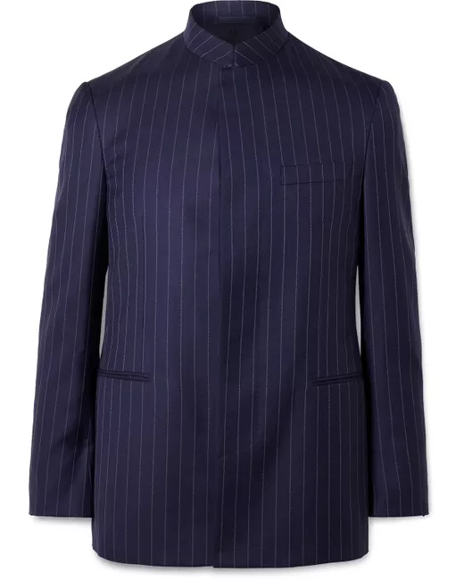 Kingsman Argylle Slim-Fit Nehru-Collar Pinstriped Wool-Blend Suit Jacket
