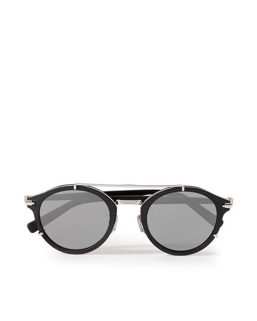 Dior Blacksuit R7U Acetate and Silver-Tone Round-Frame Sunglasses