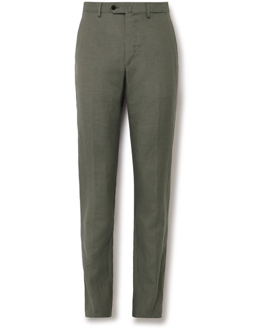 Caruso Slim-Fit Tapered Slub Silk and Linen-Blend Trousers