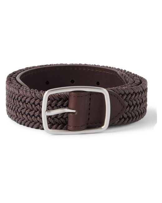 Loro Piana 3cm Leather-Trimmed Woven Cotton Belt