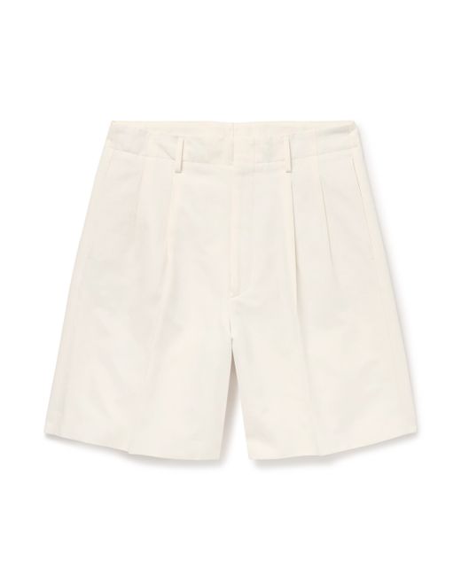 Loro Piana Joetsu Wide-Leg Pleated Cotton and Linen-Blend Twill Shorts