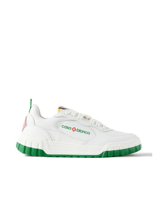 Casablanca The Court Logo-Print Mesh and Rubber-Trimmed Leather Sneakers