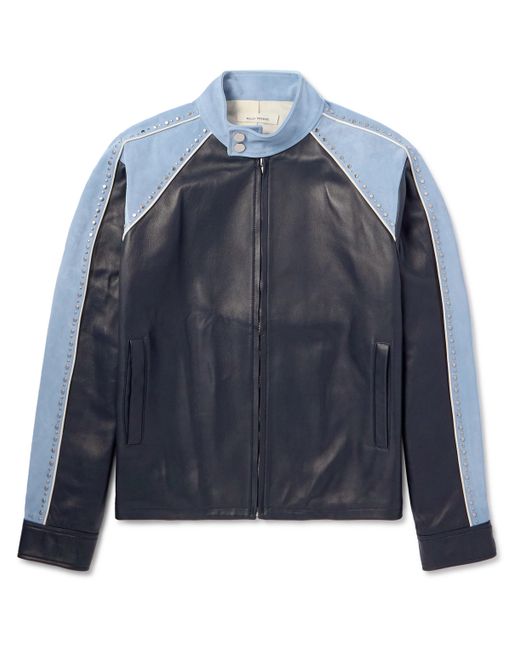 Wales Bonner Marvel Studded Suede-Trimmed Leather Jacket