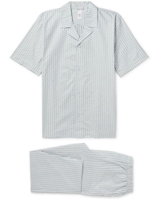 Hanro Carl Logo-Jacquard Striped Mercerised Cotton-Poplin Pyjama Set
