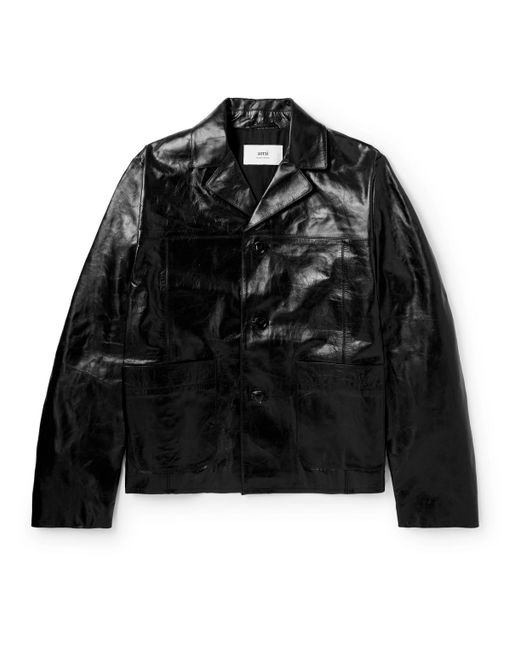 AMI Alexandre Mattiussi Panelled Textured-Leather Jacket