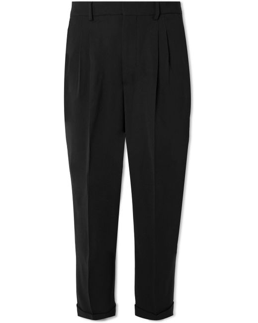 AMI Alexandre Mattiussi Tapered Cropped Pleated Twill Trousers