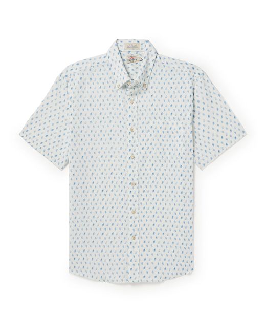Faherty Breeze Button-Down Collar Printed Linen-Blend Shirt
