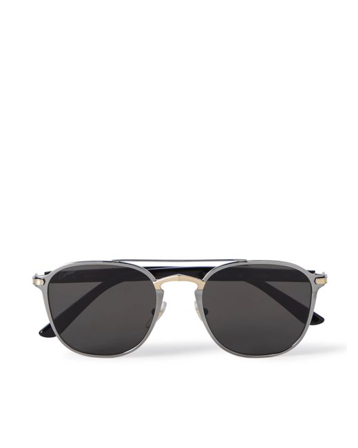 Cartier Aviator-Style Gunmetal Gold-Tone and Acetate Sunglasses