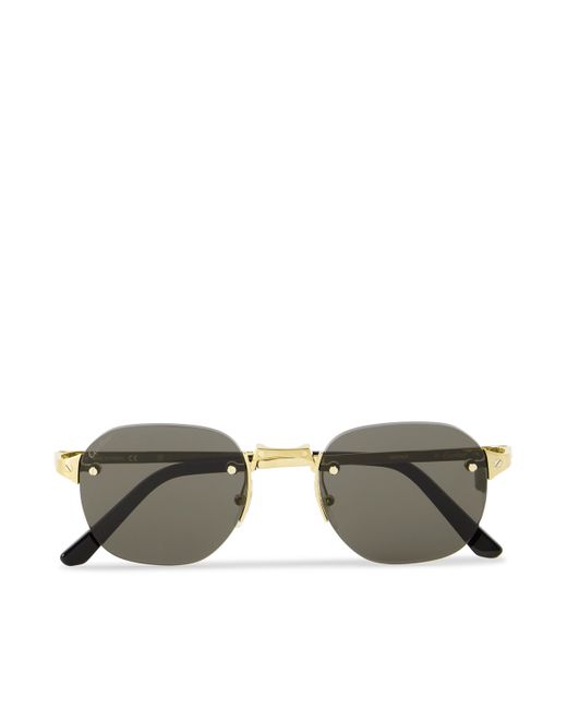 Cartier Santos de Rimless Oval-Frame Tone Sunglasses