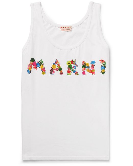 Marni Logo-Print Cotton-Jersey Tank Top