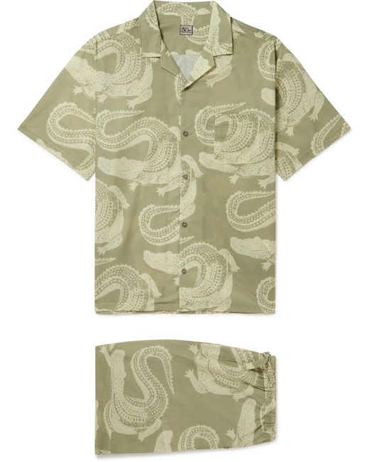 Desmond & Dempsey Camp-Collar Printed Cotton Pyjama Set