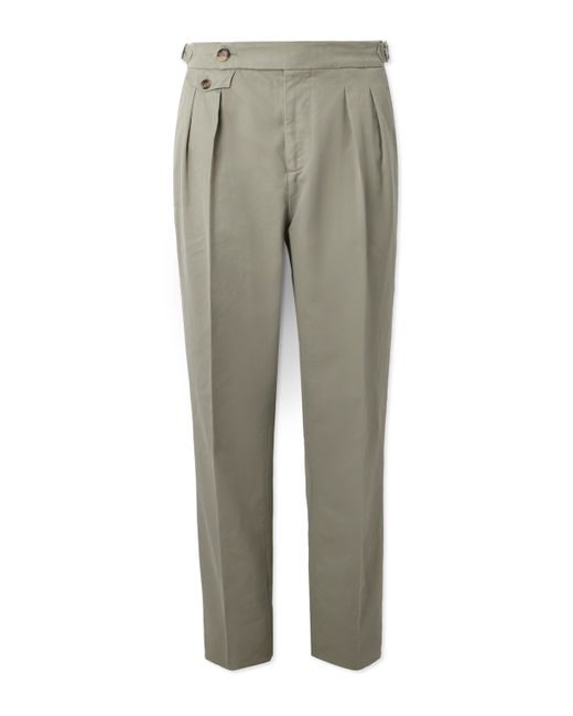 Brunello Cucinelli Tapered Pleated Cotton-Twill Suit Trousers