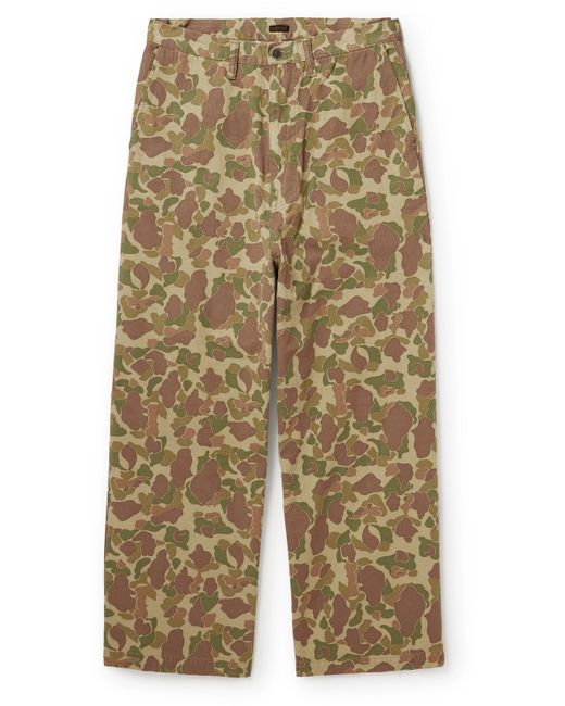 Kapital Port Straight-Leg Camouflage-Print Herringbone Cotton Trousers