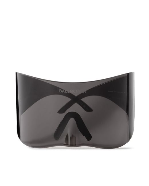 Balenciaga Oversized Rimless Wrap-Around Acetate Sunglasses