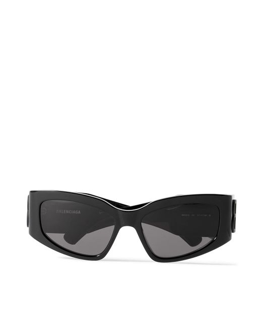 Balenciaga Logo-Embellished Rectangular-Frame Acetate Sunglasses