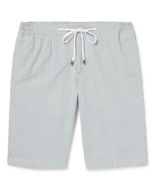 De Petrillo Straight-Leg Striped Cotton-Seersucker Drawstring Shorts