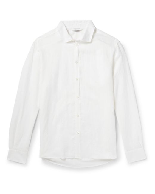 Zimmerli Cutaway-Collar Linen and Cotton-Blend Shirt