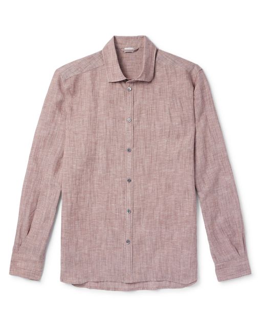 Zimmerli Cutaway-Collar Linen and Cotton-Blend Shirt