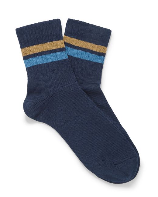 Mr P. Mr P. Striped Ribbed Cotton-Blend Socks
