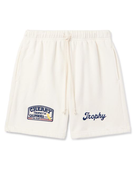 Cherry Los Angeles Straight-Leg Logo-Appliquéd Cotton-Jersey Drawstring Shorts