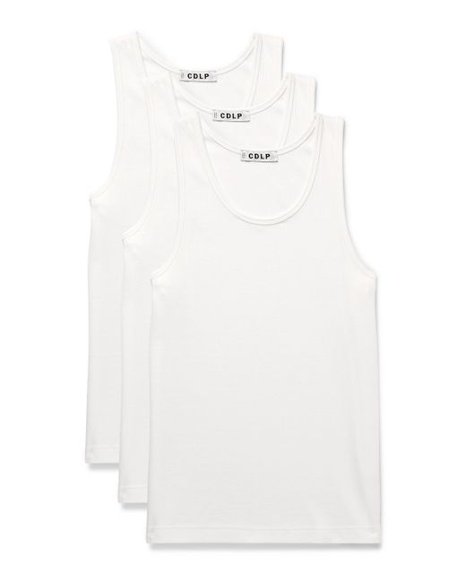 Cdlp Three-Pack Ribbed Stretch Lyocell and Cotton-Blend Jersey Tank Tops