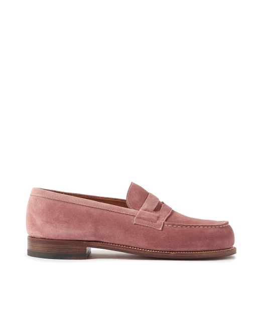 J.M. Weston 180 Moccasin Suede Penny Loafers