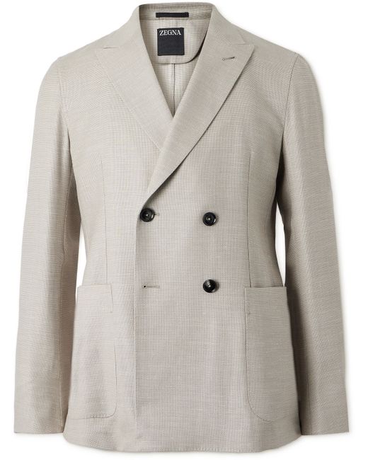 Z Zegna Double-Breasted Woven Blazer
