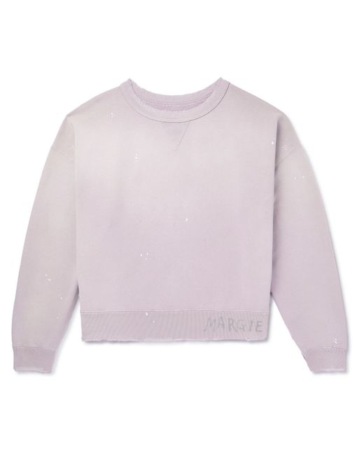 Maison Margiela Logo-Print Distressed Cotton-Jersey Sweatshirt