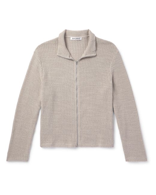 Our Legacy Shrunken Open-Knit Cotton Zip-Up Sweater