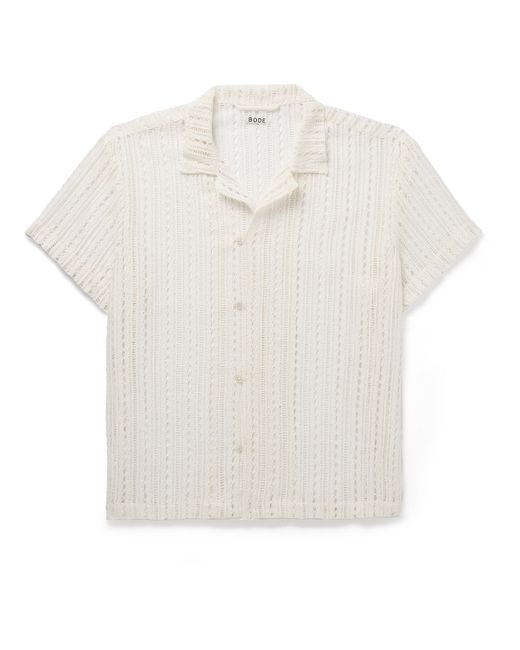 Bode Meandering Convertible-Collar Cotton-Lace Shirt