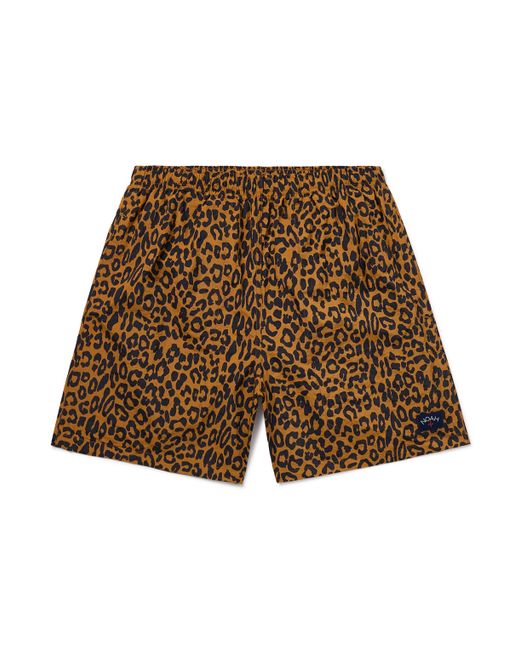 Noah NYC Straight-Leg Mid-Length Leopard-Print Swim Shorts