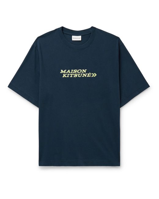 Maison Kitsuné Go Faster Logo-Embroidered Cotton-Jersey T-Shirt
