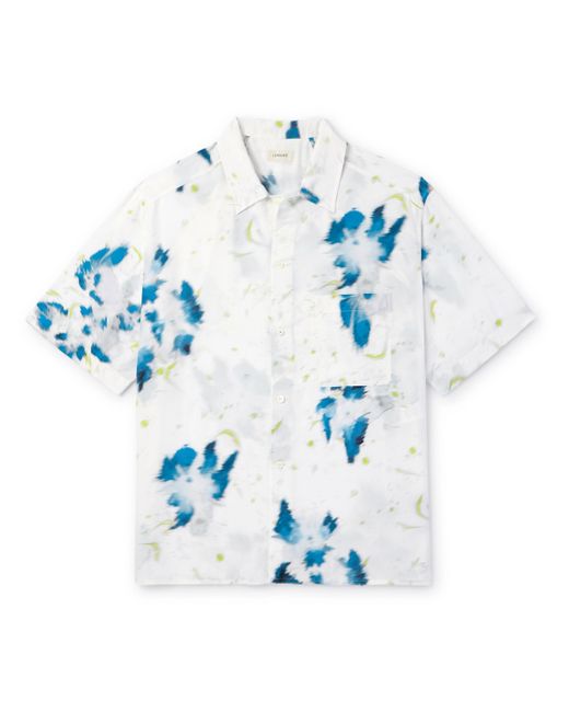 Lemaire Cutaway-Collar Floral-Print Satin Shirt