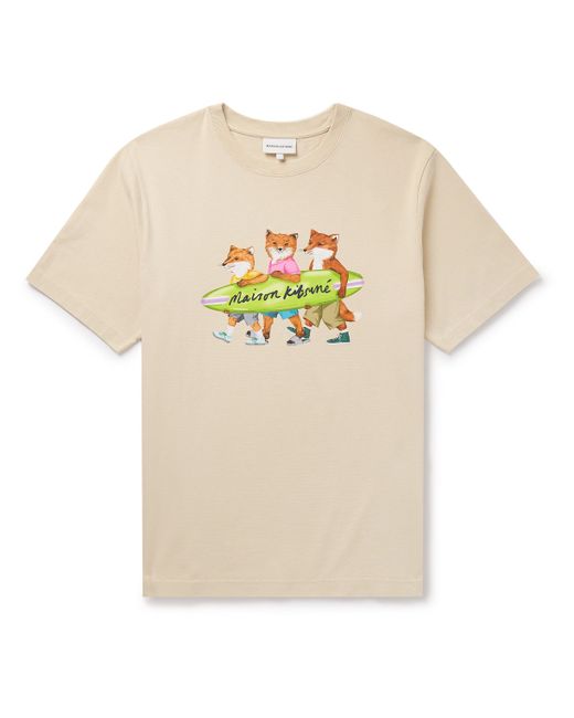 Maison Kitsuné Surfing Foxes Logo-Print Cotton-Jersey T-Shirt